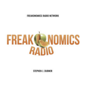 Screen Shot 2024-06-27 at 9.08.13 AM Logo for Freakonomics Radio with an apple sliced to reveal an orange inside. Text includes "Freakonomics Radio" and "Stephen J. Dubner."